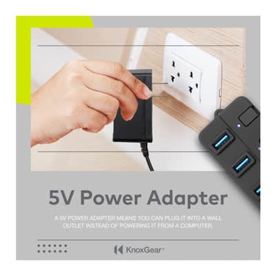 Knox Gear 4 Port 3.0 USB Hub with Individual Switches and LED Lights image 13