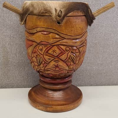 Djembe Drum African Hand Carved W/ 7" Goat Skin Head Height 12" image 4