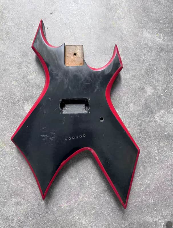 Red and Black Guitar Warlock Style Body, String Through image 1