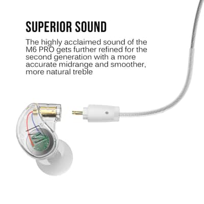 Mee Audio M6 PRO 2nd Generation Universal-Fit Noise-Isolating Musicians’ in-Ear Monitors Clear image 3