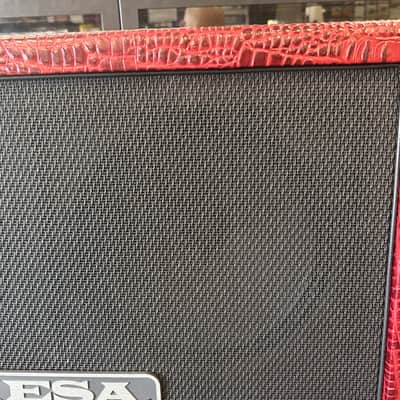 Mesa Boogie 4x12 4FB Oversized Recto Cabinet- Custom Red Crocodile Tolex 2007 - w/cover + casters image 4