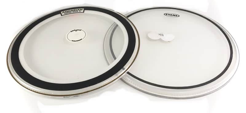 Aquarian Super Kick II Bass Drum Batter Head 22” + Evans 22” EMAD Kick Pads Falam Slam image 1