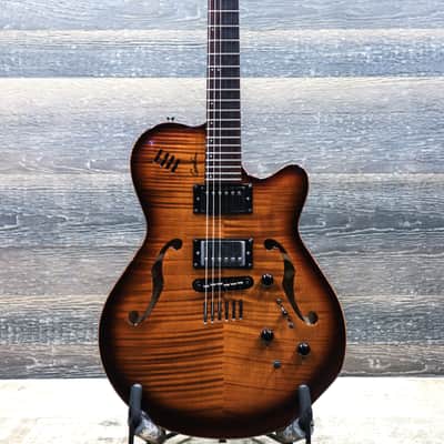 Godin Flat Five 'X' Lightburst High-Gloss Semi-Hollow Electric Guitar w/Case image 2