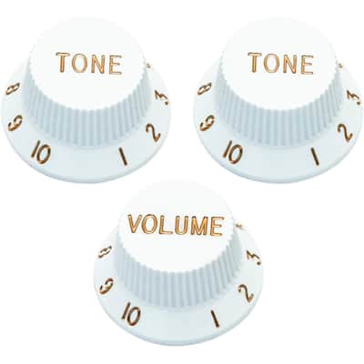 NEW Metallor Speed Control Knobs 1 Volume 2 Tone Fits Metric Pots Knobs Compatible with Fender Strat Stratocaster Style Electric Guitar Parts White image 1