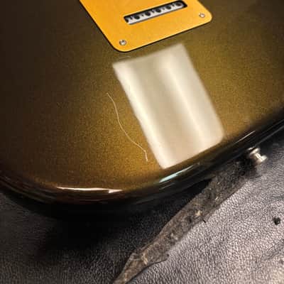 2021 Fender American Ultra Stratocaster HSS with Maple Fretboard Texas Tea image 22