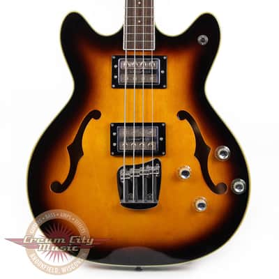 Used DeArmond By Guild Starfire Semi-Hollow Body Bass in Sunburst image 1