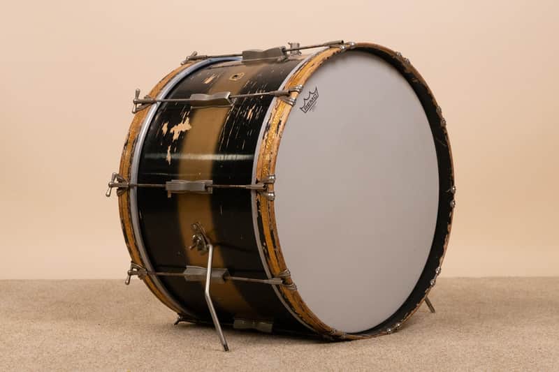 Vintage Ludwig 14x22 Black and Gold Duco Bass Drum image 1
