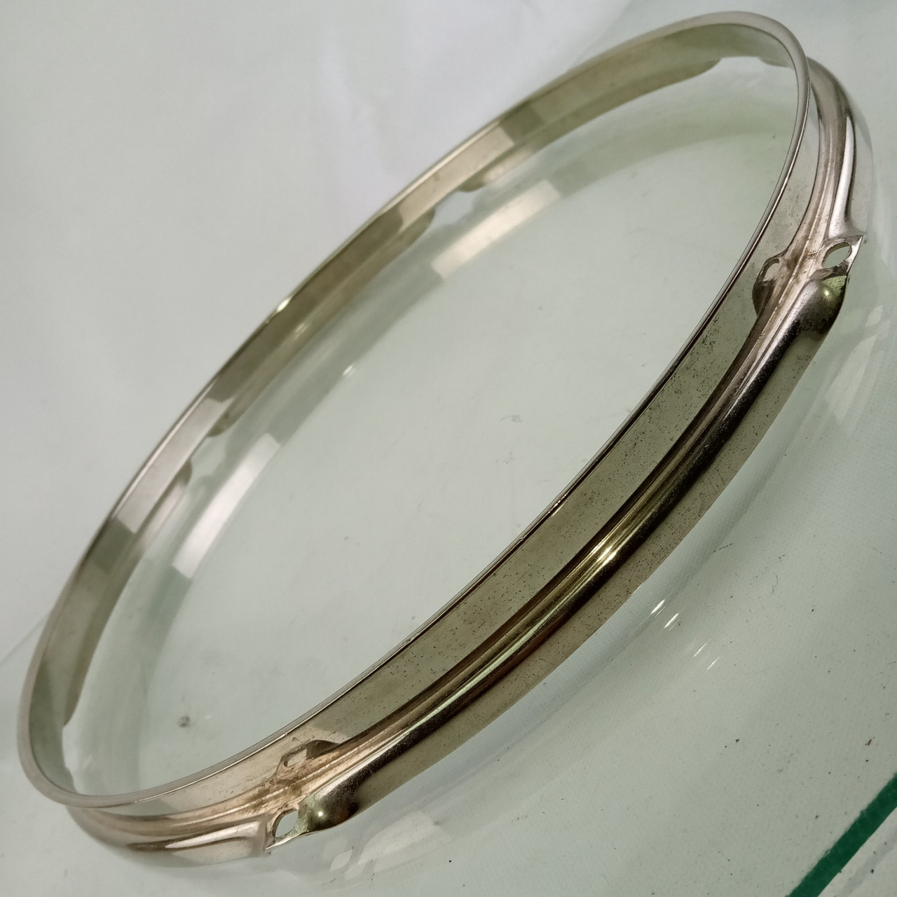 Ludwig 14"NOB 6-Lug BRASS Triple-Flange Snare/Floor Tom Drum Rim/Hoop Nickel WFL — main photograph