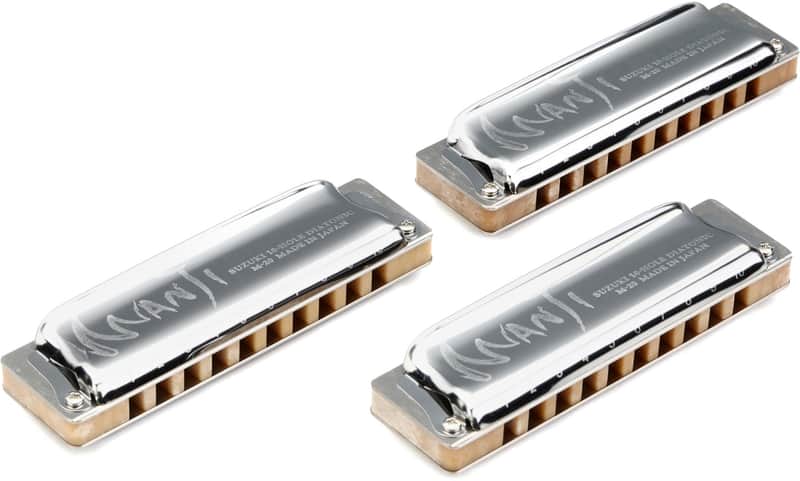 Suzuki M-20 Manji 10-hole Diatonic Harmonicas - 3-piece Set