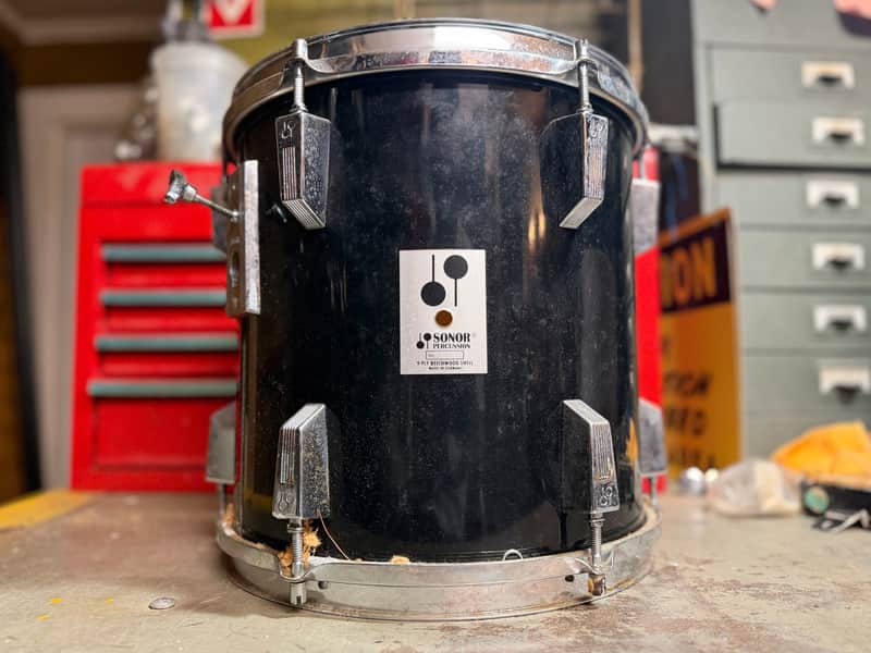 1970s Sonor Phonic 12x12 Tom Tom in Black Wrap image 1
