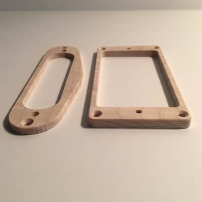 Guilford Flame Maple Flat H/S Humbucker Strat Pickup Ring Set-USA Natural Wood image 3