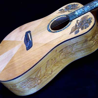 Blueberry  Handmade Dreadnought Acoustic Guitar Floral Motif - Built to Order image 5