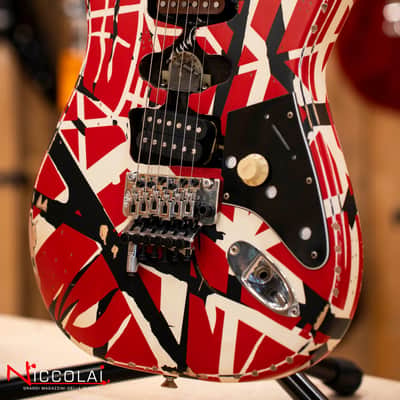 EVH Striped Series Frankenstein Frankie, Maple Fingerboard, Red with Black Stripes Relic image 4