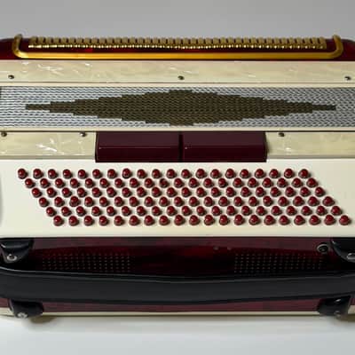 Pearl Red & White Camerano By Scandalli Piano Accordion LM (41key/120Bass) Italy image 7