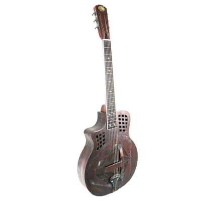 Royall Trifecta Distressed Copper Cutaway 14 Fret Left Handed Tricone Resonator image 3
