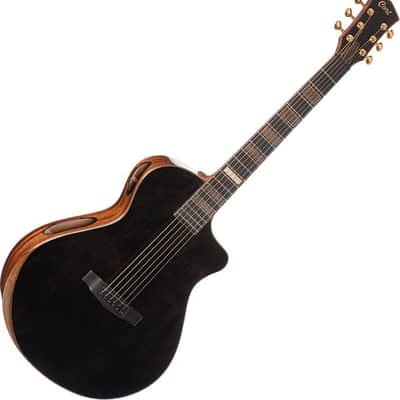 Cort MODERNBLACK Modern Concert Body Venetian Cutaway Solid European Sitka Spruce Top Walnut Reinforced Mahogany Neck 6-String Acoustic-Electric Guitar w/Hard Case image 12