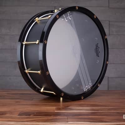 NOBLE & COOLEY 14 X 6 ALLOY CAST ALUMINIUM SNARE DRUM, BLACK WITH WOOD HOOPS image 11