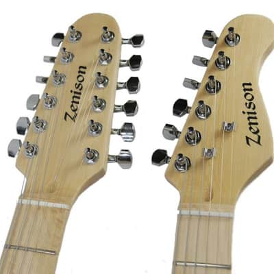 Zenison DOUBLE NECK Electric Guitar WHITE - 12 & 6 String Deluxe PADDED Gig Bag image 4