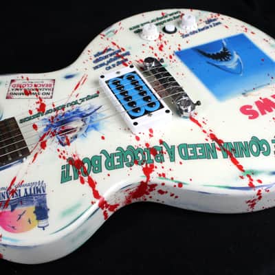 Custom Painted and Upgraded Epiphone Les Paul JR, Aged and Worn With Graphics and Matching Headstock image 15