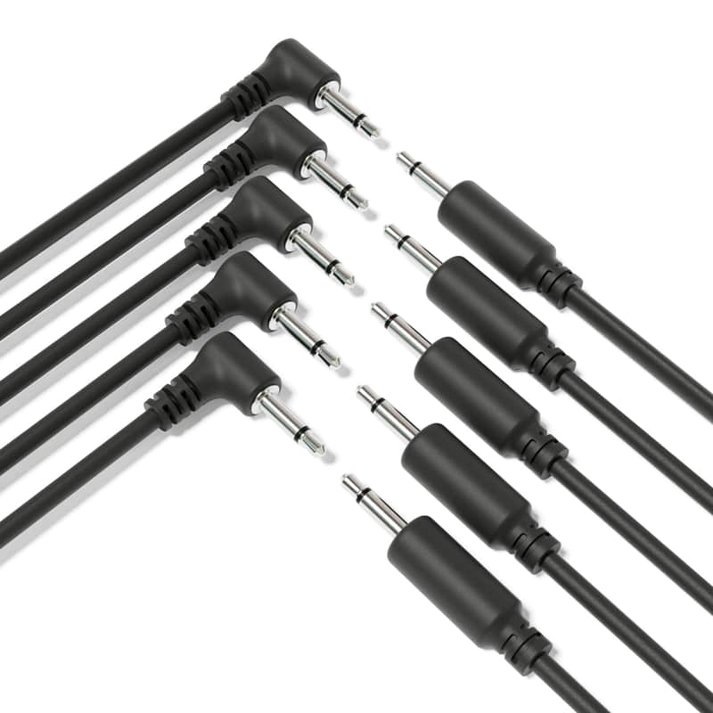ExcelValley [Black | 200 cm - 78.74"] 5-Pack Hybrid Mono Modular Patch Cables TS 3.5mm 1/8" Eurorack Synth Synthesizer image 1