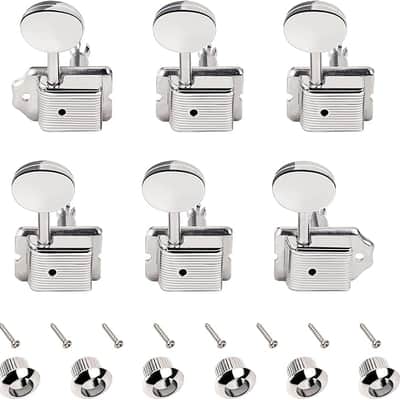 Vintage Guitar Tuning Pegs Keys 15:1 Ratio 1+4+1 Guitar String Tuning Machines 8mm (5/16") for Fender/Squier Classic Vibe Tele Strat ST Guitar Pack of 6 JT/JXQ-07 Nickel image 1