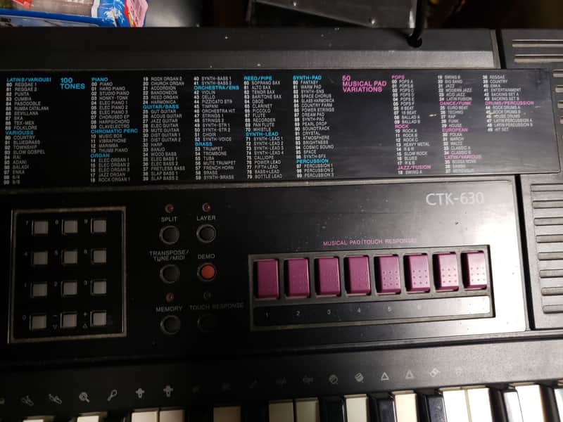 Vintage Casio CTK-630 1990's Keyboard w/Touch Response Pads, Pitch
