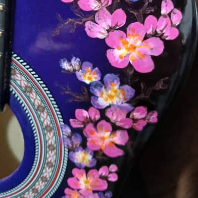 FLORAL HAND-PAINTED DARK PURPLE CLASSICAL GUITAR 30" image 7