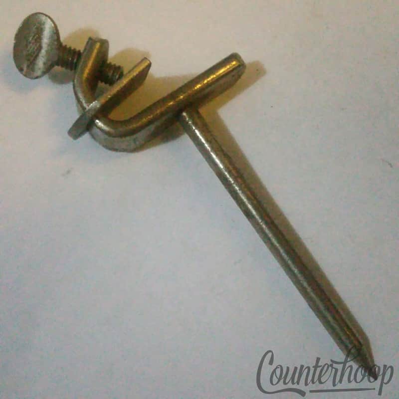 Leedy Bass Drum Clamp-On Spur Mount Fixed Spike/Leg Nickel Vintage 10s-20s 3 1/2 image 1