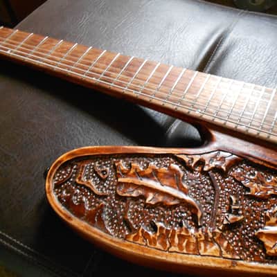 carved and hand painted , 7 strings firebird st guitar/bass ,aged  old cedar,neck thru, preorder now image 12