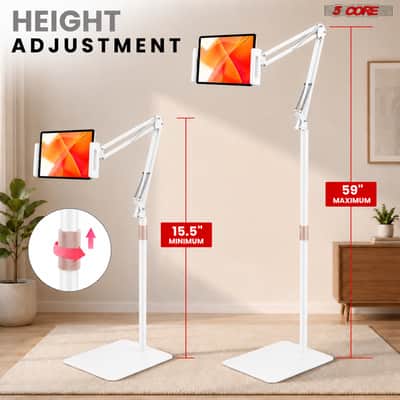 5 Core Tablet Floor Stand 360° Rotatable Adjustable Overhead Universal Bed Phone iPad Stand image 2