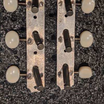 (#T75) Gibson Kluson Open Back Strip Tuners 1943-46 Wartime, Drop In Nickel 1/4" Shafts image 2
