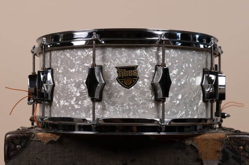 Fibes 6.5x14 White Marine Pearl Fibes Wood Snare Drum image 1