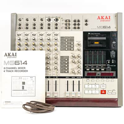 Akai MG614 - 6 Channel Mixer / 4 Track Cassette Recorder w/ Power Cord & Manual image 1