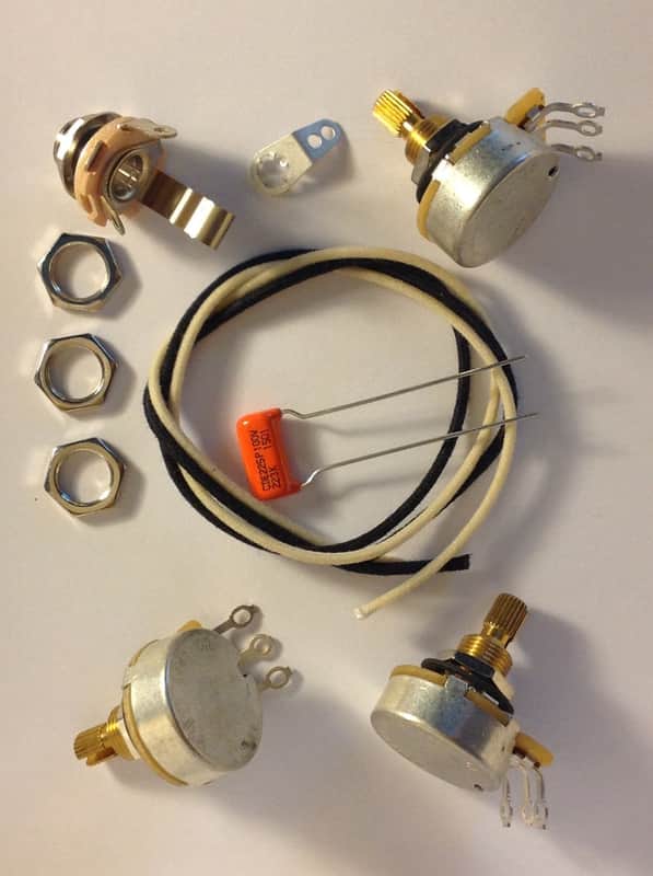 Wiring Harness Kit For J Bass 500k CTS 450G Knurled Pots .022uf 225P Orange Drop Cap image 1