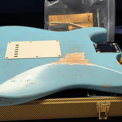 Fender 1955 Stratocaster Custom Shop Heavy Relic BRAND NEW Daphne Blue American Vintage 55-1956 50s 1950's USA 1 of 1 Limited Edition Master Aged Roadworn Ash Guitar image 15