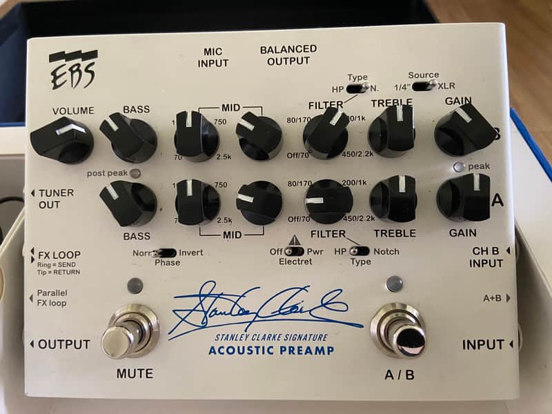EBS Stanley Clark Signature Acoustic Preamp - White image 1