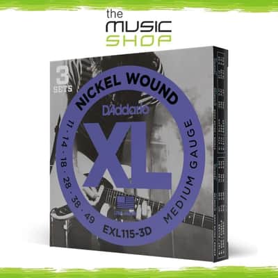 3 Pack, D'Addario XL 11-49 Medium Electric Guitar Strings - EXL115-3D image 1