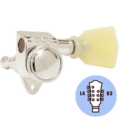 NEW Grover 502 LOCKING 7-String Tuners L4+R3 Keystone Buttons 4x3 - NICKEL image 1
