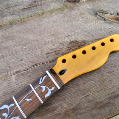 Fatboy tree of life Canadian Maple on rosewood T guitar neck stainless steel frets bone nut image 11