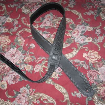 new old stock (no tags) near A+ Perri’s Leathers Ltd BM2DS Guitar Strap, 2" Reversible Black / Gray Italian Premium Leather Guitar Strap, with white double stitching, entire strap is leather padded, Adjustable Length from 42" to 56" image 2