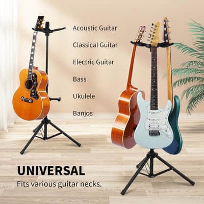 Triple Guitar Stand - Heavy Duty 3 Guitar Stand for Acoustic/Electric/Bass/Banjos, Auto-Lock Folding Design, 360° Non-Slip Base & Anti-Rust - Portable for Stage/Travel/Studio image 5