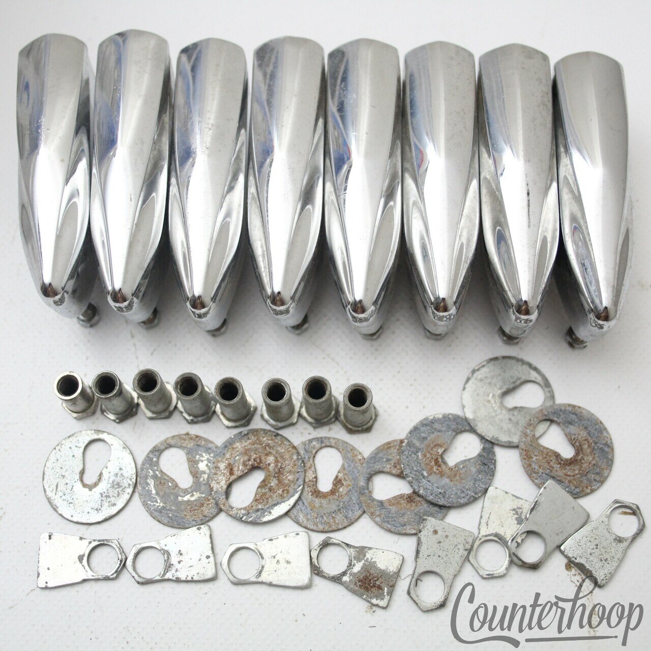Premier 8x Bass/Floor Tom Drum Lugs Olympic Chrome Vintage 60s England 1 5/8 UK — main photograph