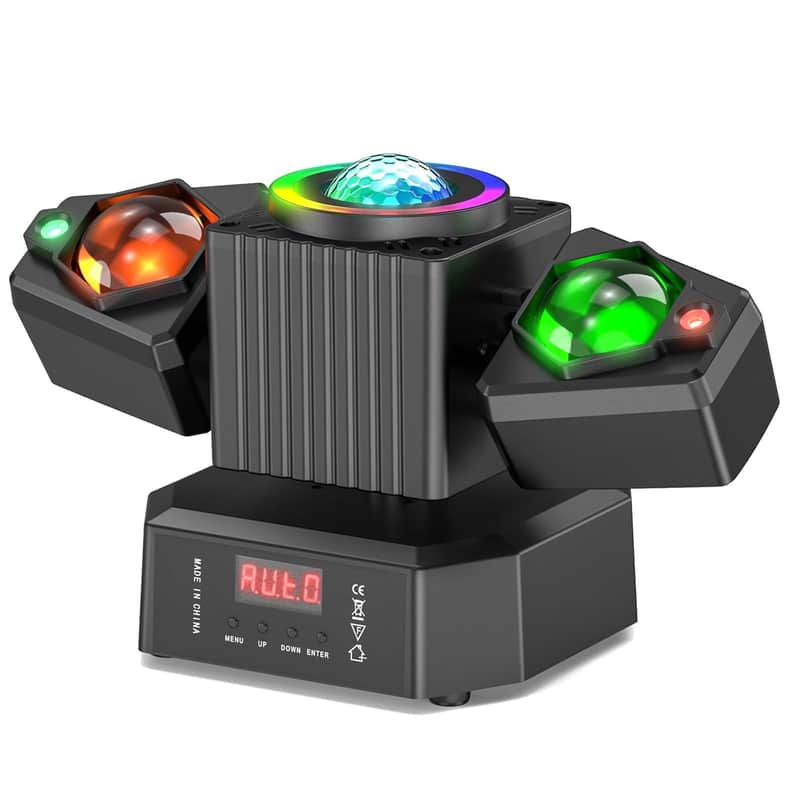 Two-Armed Moving Head Lights with RGBW 4-in-1 Stage Lighting Effect and Starry Effect Controlled by Remote,DMX512,AUTO,Sound-Activated and Master-Slave in DJ Party Concert Church Wedding Theater image 1