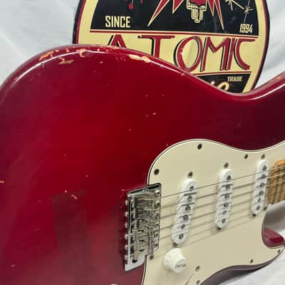 Fender Highway One Stratocaster Guitar 2002 - Crimson Red Transparent / Maple neck image 7