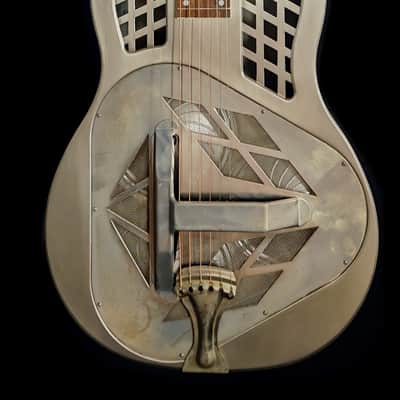 Tricone Metal Resonator Guitar - 'Relic' Nickel Effect Body image 3