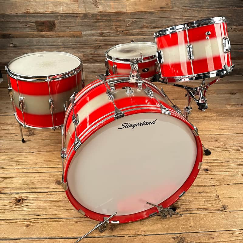 Slingerland Swingster Red/Silver Duco 13/14/15/22 4pc. Vintage 1964 image 1