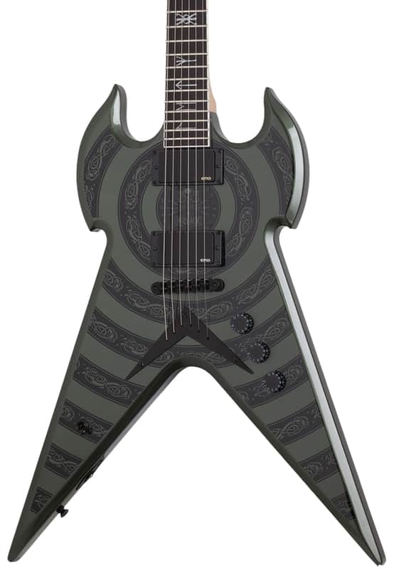 Schecter Warhammer NT Electric Guitar. Norse Dragon Bullseye metallic green image 1