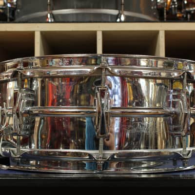 1950s Ludwig Transition Badge 5x14 Super Ludwig Chrome Over Brass Snare Drum image 2