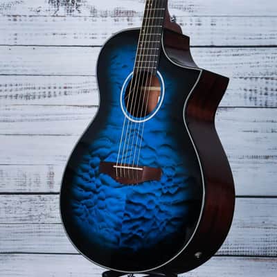 *DEMO* Ibanez AEWC16QA Acoustic Guitar | Transparent Blue Sunburst image 5