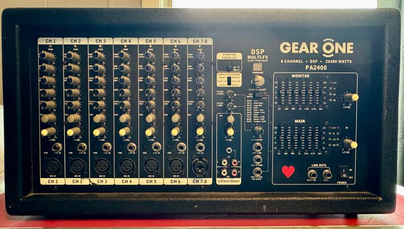 Gear One PA2400 8-Channel 2x400-Watt Powered Mixer 2010s - Black image 1